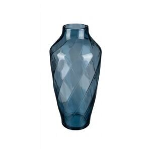 Vibrant 18" Sapphire Blue Mid-Century Diamond Optic Floor Vase